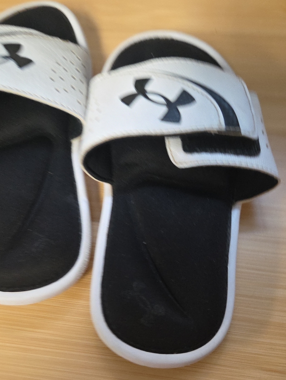 Under Armour Kids Black and White Adjustable Velcro Slide Sandals